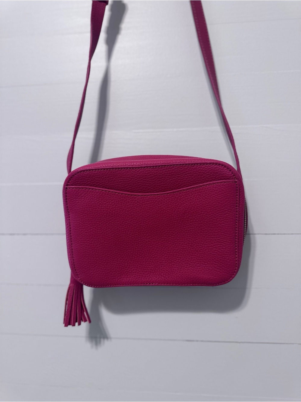 Cuyana Red Pebbled Leather Crossbody with Tassel - Picture 4 of 12